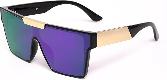 Oversized Sunglasses Men and Women Flat Top Square Frame UV400 Protection Trendy Visor Shades
