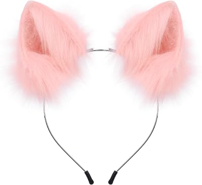 HAOAN Handmade Faux Fur Animal Cat Ears Headband Furry Fox Wolf Hairhoop Headwear Costume Accessory