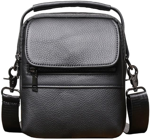 Men's Small Diagonal Crossbody Backpack Multi Functional Genuine Leather Shoulder Bag for Commuting Handbag