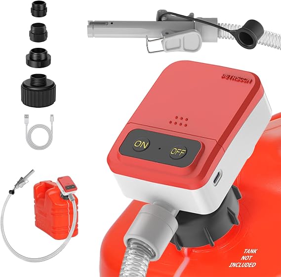 PETASOON Fuel Transfer Pump Battery USB Powered 3.8GPM Transfer Gas Diesel | Patented No Siphon Effect Gas Can Tank Electric Automatic Cordless Portable Pump Transfer Oil Liquid Water with Auto Stop