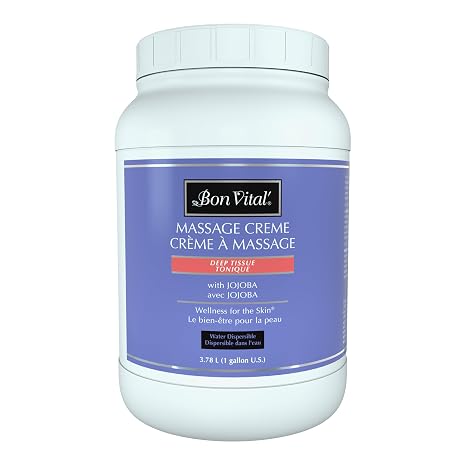 Bon Vital' Deep Tissue Massage Creme, Non-Greasy, All Skin Types, 1-Gallon
