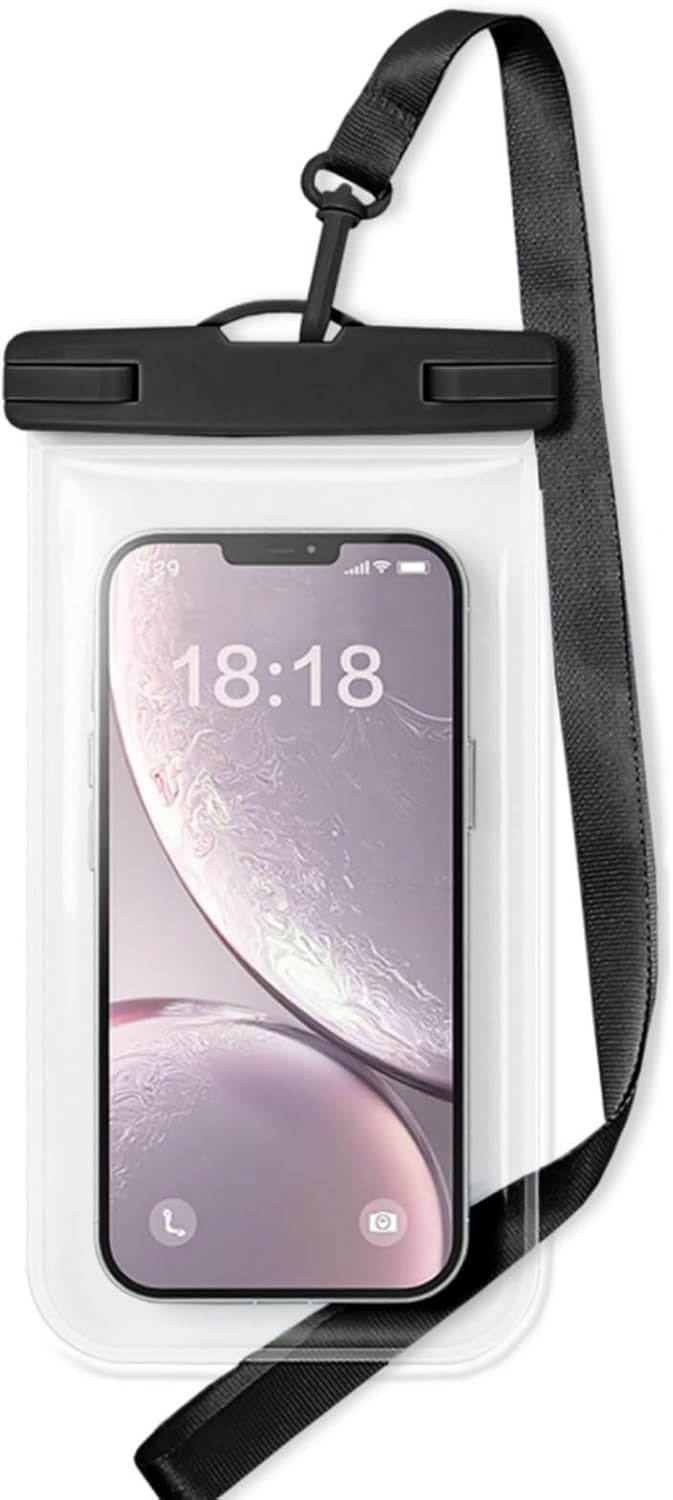 Su geçirmez cep telefonu kılıfı, iPhone 16/15 Pro Max ve Galaxy S24+/S23 7 inç su geçirmez cep telefonu kılıfı, kordonlu, IPX8 plaj seyahati, plaj ihtiyaçları, siyah, 1 paket