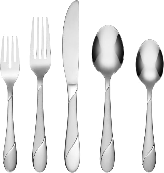 Cambridge Swirl Sand 89-Piece 18/0 Silverware Set for 12, Flatware