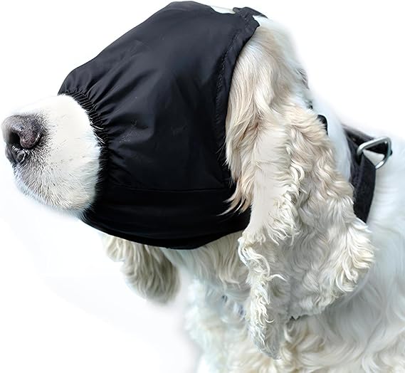 NACOCO Dog Calming Cap Eye Mask Nylon Shading Pet Anxiety Mask Muzzle for Grooming Anti Car Sickness (Black,S)