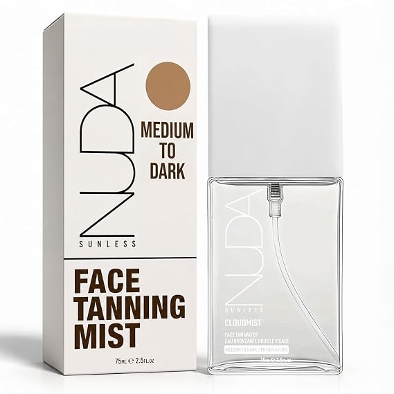 Nuda CloudMist Face Self Tanner Mist, Tanning Spray, Medium to Dark Skin