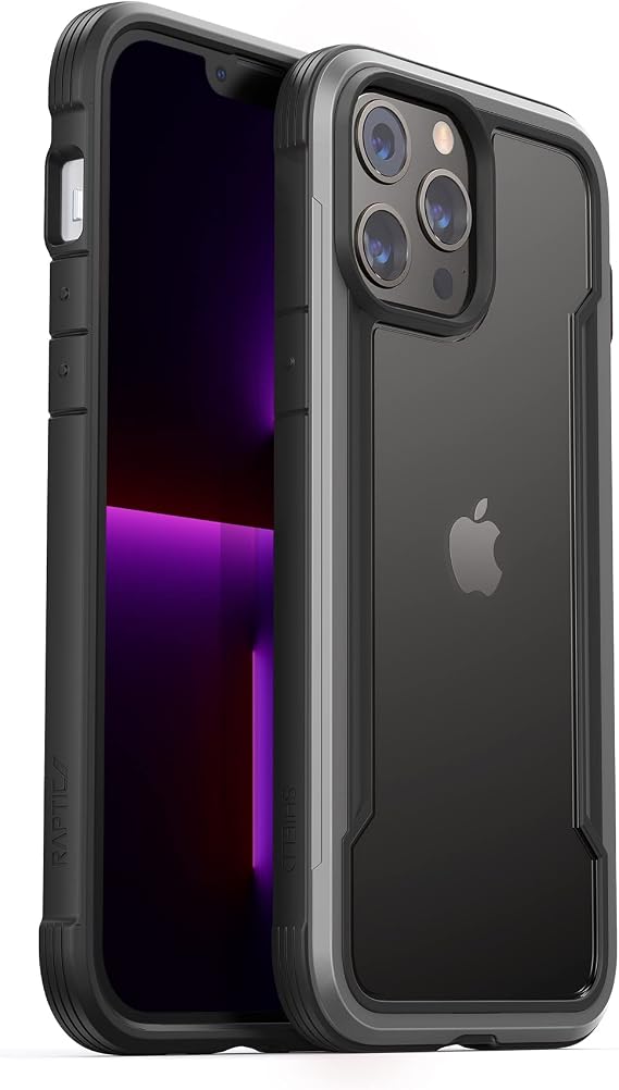 RAPTIC Shield for iPhone 13 Pro Max Case, Shockproof Protective Clear Case, Military 10ft Drop Tested, Durable Aluminum Frame, Anti-Yellowing Technology Case for iPhone 13 Pro Max, Black
