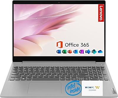 Lenovo 15.6 IdeaPad Laptop with Microsoft 365 Home and Business | 8GB RAM | 256GB SSD | 1TB Cloud Storage | Wi-Fi 6 | USB-C | Intel CPU | Windows 11 | wWOWPC Recovery USB