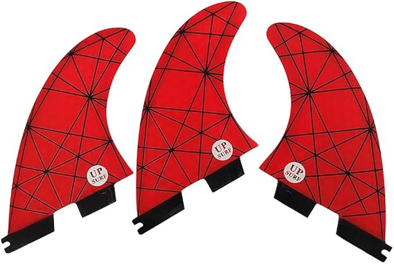 TOPWAYS Fiberglass Reinforced Surfboard 3 Fins Thruster (Double Tabs II G5/G7 Style), Surfboard Tri Fin Thruster Set Choose Color and Size (Red, G7)