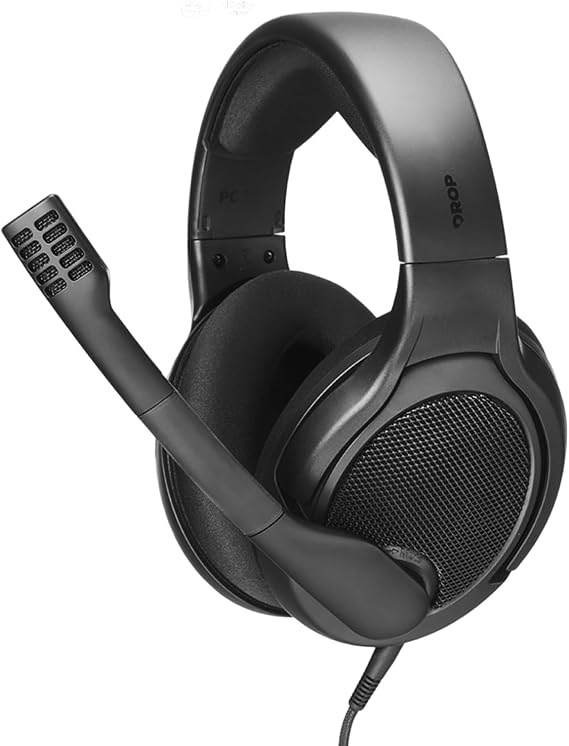 DROP PC38X Gaming Headset Open-Back Over-Ear Design with Noise-Cancelling Mic, Velour Earpads Compatible with PC, PS5, PS4, Xbox, Switch, Mobile Black