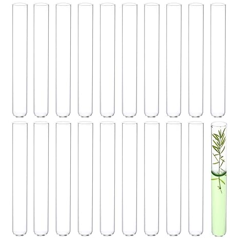 20pcs 3ml Borosilicate Glass Round Bottom Test Tubes, 10mmx75mm Clear Glass Test Tubes for Scientific Experiments, Decorations, Plant Propagation and Holiday Gifts