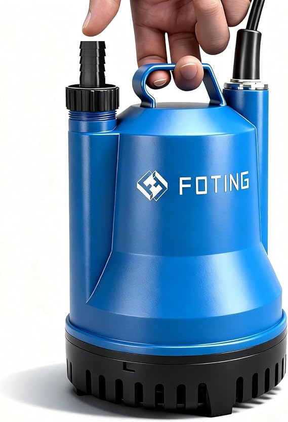 FOTING 200W Portable Submersible Pump, Max Flow 4000 L/H Electric Sump Pump for Dirty/Clean Water, Water Pump for Garden Pond, Pools, Ditches