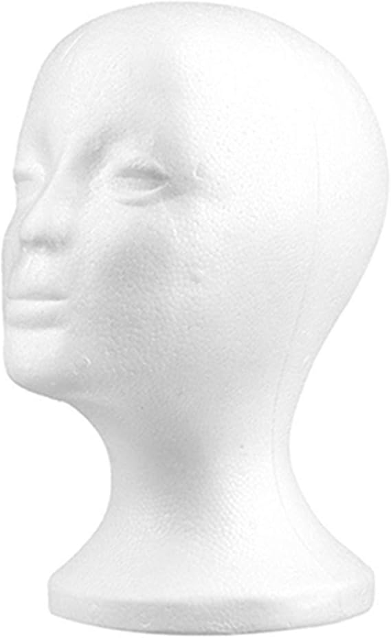 Female Foam Head Manikin Head Model, Wigs Mannequin Head Foam Mannequin Female Wig Head Stand, Hats Jewelry Display Stand for Clothes Store Showroom (White)