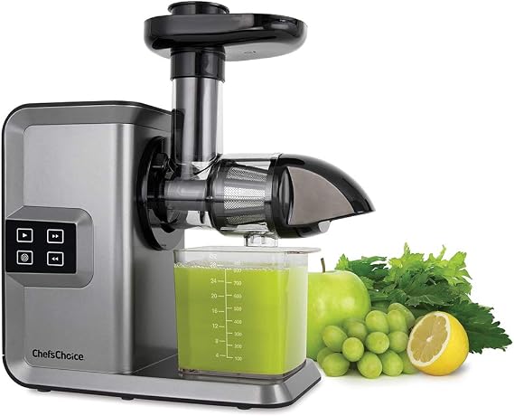 ChefsChoice Juicer Cold Press Masticating with Quiet Motor Digital Controls Anti-Clog Reverse Function For Juicing Fruits Vegetables and Greens, 150-Watts, Silver