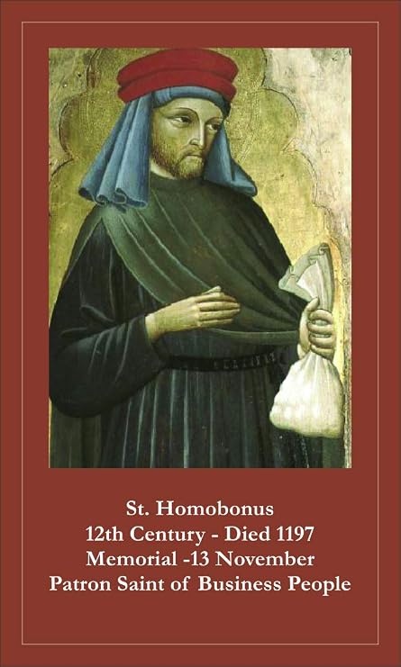 Keeping God in Sports St. Homobonus (patron saint of business people), Prayer Card 10-pack with a Free Bonus Card of Divine Mercy and one of the Footprints Story