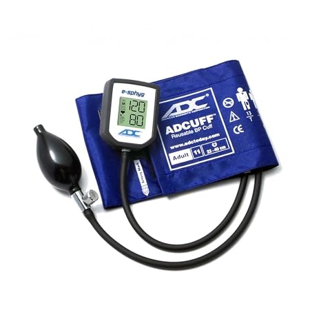 ADC 7002 E-sphyg Digital Professional Pocket Aneroid Sphygmomanometer Blood Pressure Monitor, Reusable Blood Pressure Cuff, Adult, Royal Blue