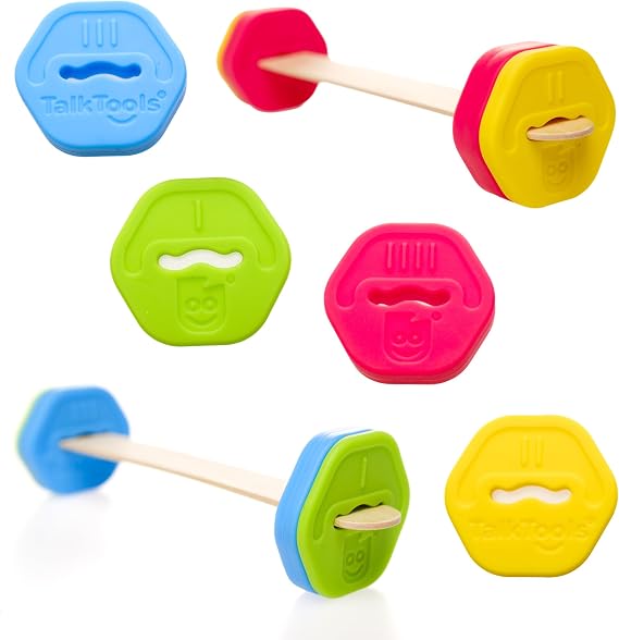 TalkTools Lip Gym with 100 Tongue Depressors - Fun Lip Fitness Program - Teaches/m, b, p/, Assists with/r/Production - Quick Reference Chart - Fits Standard 58 Tongue Depressors - No Harmful Toxins
