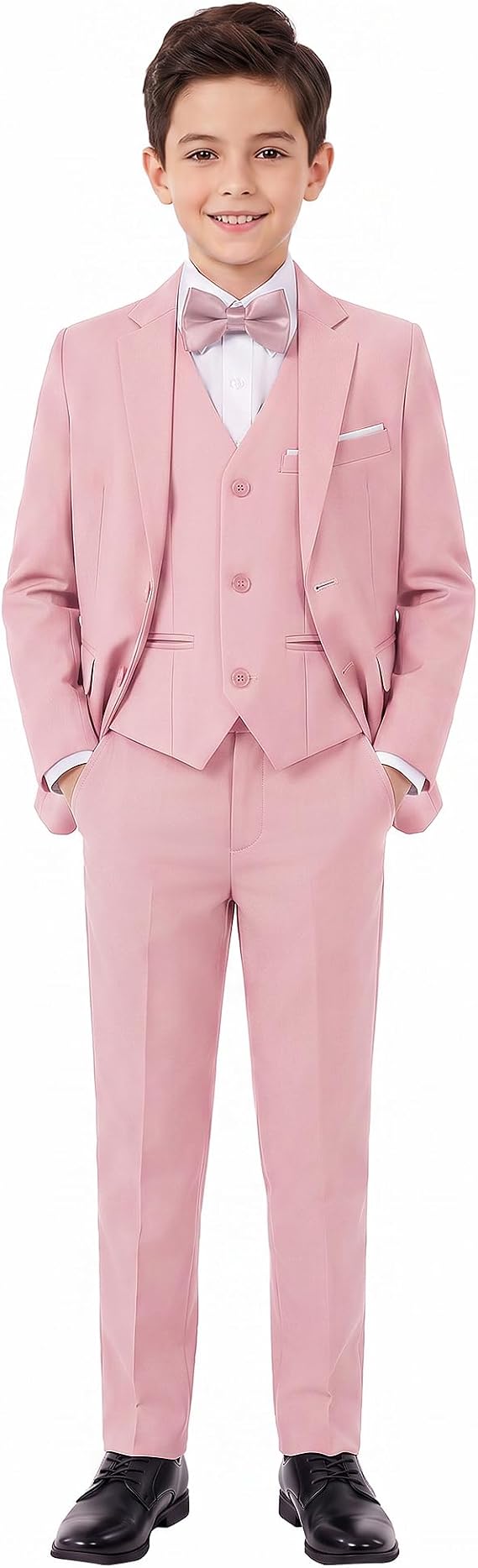 MAGE MALE Boys Multiple Colour Formal Dress Suits 5 Piece Slim Fit Dresswear Suit Set with Kids Suspenders