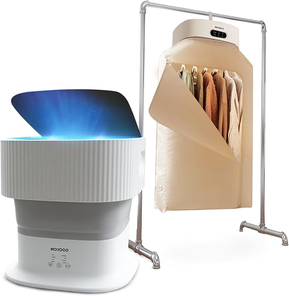 Mojoco Portable Clothes Dryer And Foldable Washing Machine for Apartment, RV, Travel