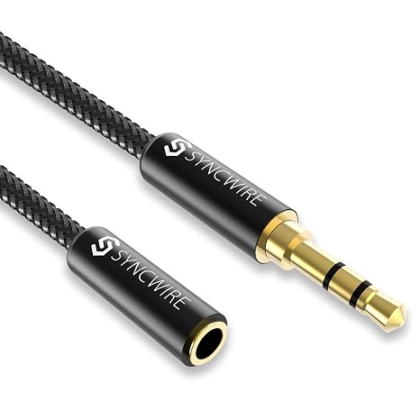 Syncwire Headphone Extension Cable 3.3FT, [HiFi Sound, Heavy-Duty] 3.5mm Male to Female Stereo Audio Aux Extension Cord for Headphones, Apple, Samsung, PC, Tablets, Media Players & More - Black