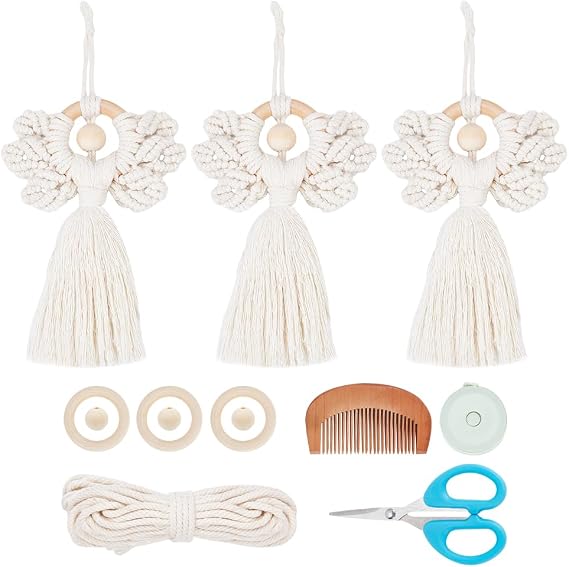 ORIGACH 3 Set DIY Angel Macrame Kit, Beige