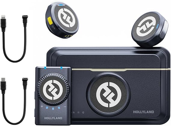 Hollyland Lark M2 Wireless Lavalier Microphone for Camera PC Laptop Phones, Mini Lapel Microphone Wireless, 48KHz 24Bit, 1000ft Range, Noise Cancellation, 30H Battery for Video Recording, Streaming