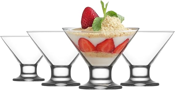 LAV Stemless Martini Glasses Set of 4 - Mini Martini Glass Set 5.5 oz - Tiny Elegant Cocktail Glasses for Home and Bars - Multipurpose Glass Dessert Cups - Party Glassware
