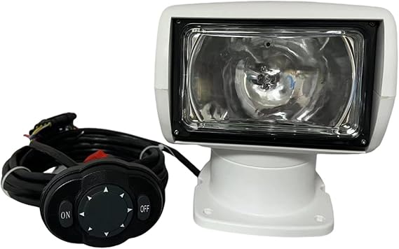FOTN Boat Spotlight ,24V 100W 2500LM 360 Rotate Remote Control Marine Portable Halogen Search Light IP67 Waterproof Navigation light, White
