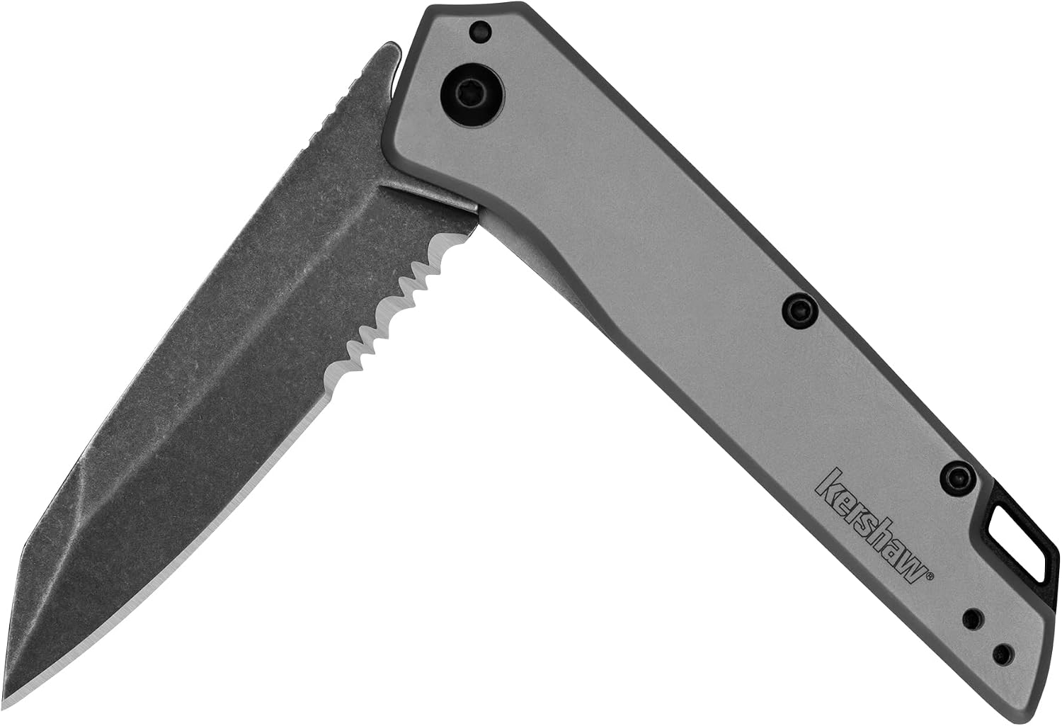Kershaw Misdirect Pocketknife; 2.9 in. 4Cr13 Black-Oxide Blackwash Finish Blade, Stainless Steel Stonewash Finish Handle Equipped with Assisted Opening, Flipper and Frame Lock
