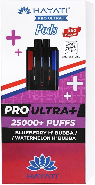 HAYATI Pro Ultra+ 25000+ Pod Blueberry H Bubba/Watermelon H Bubba – Refillable Pod System Long Lasting & Easy Install