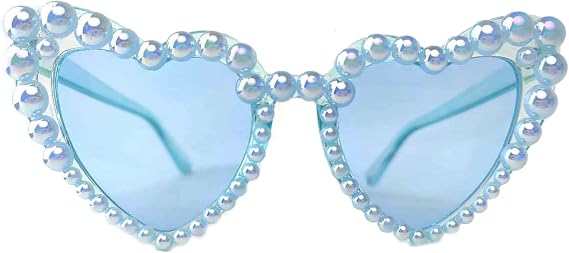 COTIA Luxury Fine Shimmering Love Pearl Sun Glasses Women Heart Glasses Casual Bling Sunglasses