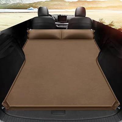 Car Inflatable Mattress for Skoda Kodiaq 2017 2018 2019 2020 2021 2022 2023 2024 Portable Flocking Air Mattress Camping Travel Mattress Auto Accessories,Brown