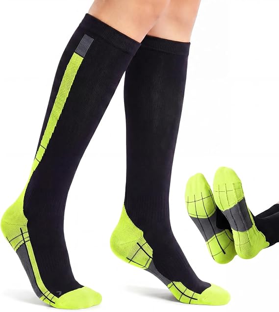 Compression Socks for Women Men Circulation 20-30 mmHg, Wide Calf Stockings for Athletic Running, Cycling, Travel, Medical, Daily Wear