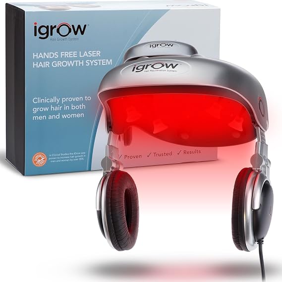 iGrow Laser Hair Growth System - Red Light Helmet Therapy, Clinically Proven, FDA Cleared Laser Cap Hair Growth for Men & Women