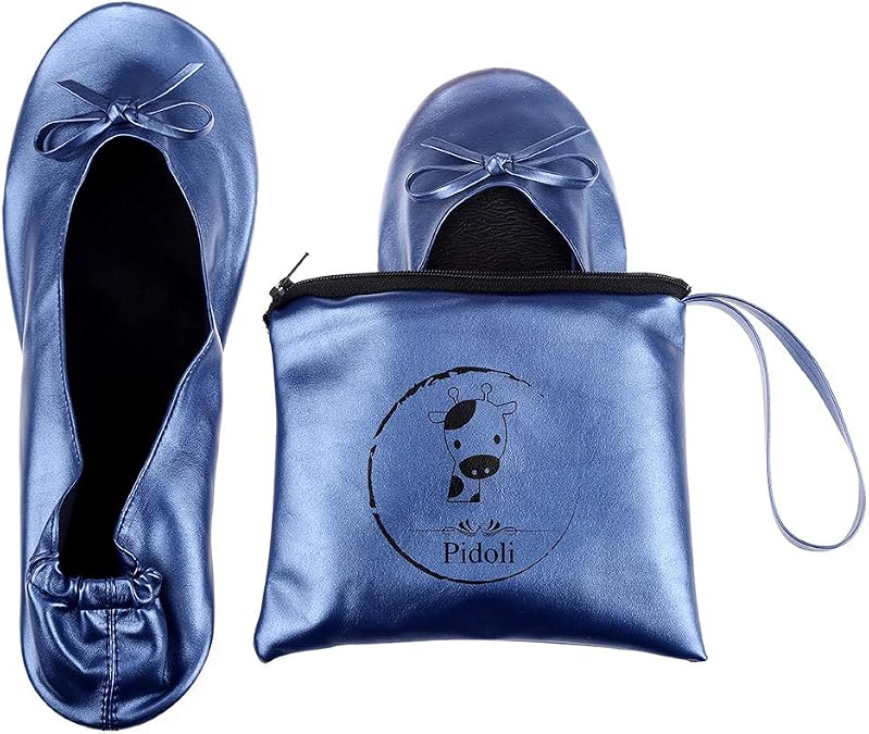Ballet Flats Shoes -Women's Foldable Portable Travel Roll Up Shoes with Pouch