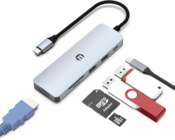 Docking Station,TOTU 6-in-1 USB-C Hub Enabling Stunning 4K HDMI Displays, Ultra-Fast 5Gbps File Transfers via USB A 3.0, SD/TF Slo 100w PD Type C Splitter for USB C laptops