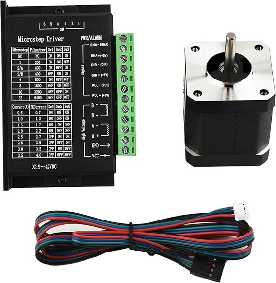 42bygh40 Stepper Motor Kit with 4.0a Driver for 17 Bipolar 40ncm 1.5a 1.8 Deg, Abs for Printer Cnc Engraving Machine DIY Automation Projects