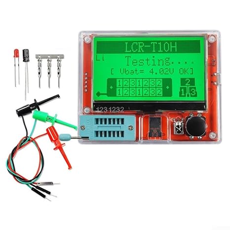 Large Screen Graphic LCR Tester for Transistors, Resistors, Capacitors, Diodes & MOSFETs – Auto Pin Detection, IR Remote Code Reader, Portable Component Analyzer (11.5 × 8.5 × 3 cm)