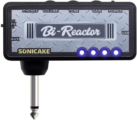SONICAKE Guitar Headphone Amp, Mini Guitar Amplifier Plug-in USB Chargable Portable US Style High Gain Tone with Delay Carry-On Pocket Bedroom Effects for Electric Guitar