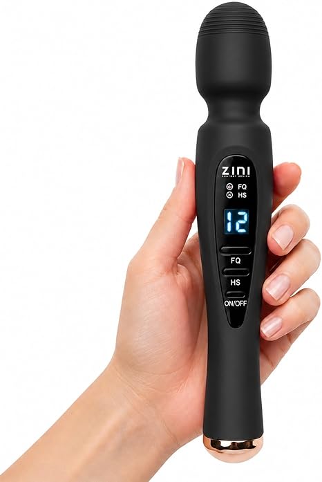 Leistungsstarker Massagestab LCD 12 Vibrationsmodi IPX6.5(Schwarz)