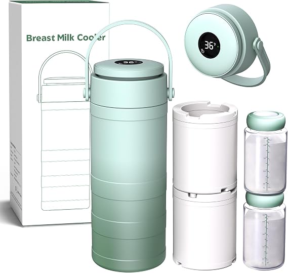 Portable Breast Milk Cooler with Temp Display, 20oz Breast Milk Cooler Travel Bag, 360 All-Round Breastfeeding Essentials Keeps Milk Fresh for 24 Hours, for Mom and Dad