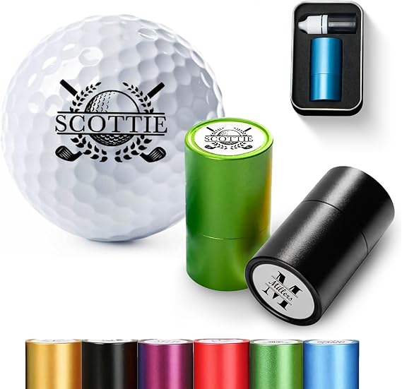 Personalized Large Golf Ball Stamp 20 mm Logo, with Metal Storage Case, Custom Name or Logo, Reusable Golf Ball Marking, Men's Golf Accessories, Gifts for Golf Lovers, Golfers, Dad, Husband