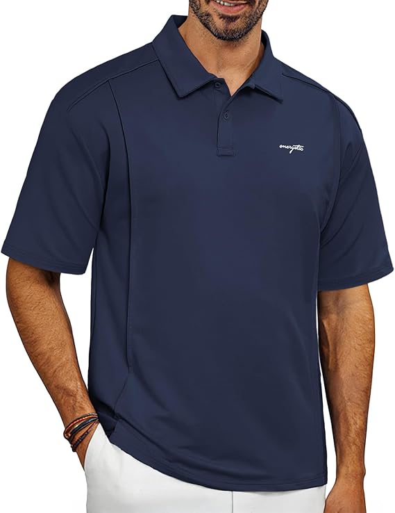 Lexiart Men's Golf Polo Loose Fit Midweight Short Sleeve Moisture Wicking Collared Shirt M-3XL