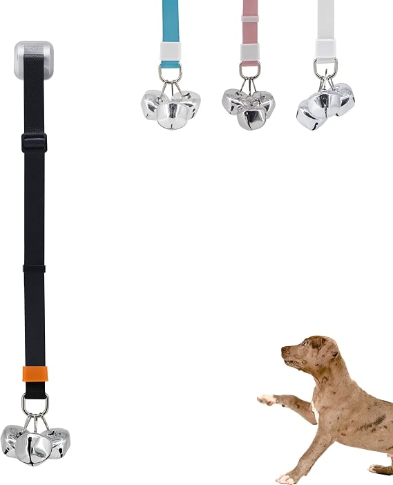 SVD.PET Puppy Bell Doorbell, Dog Bell for Potty Training, Attached to doorknob or Anywhere Near the Door, Length and Height Adjustable (Black)