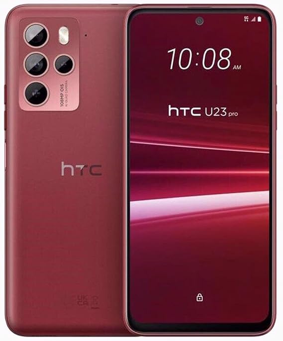 HTC U23 Pro 5G Dual 256GB ROM 12GB RAM Factory Unlocked (GSM Only | No CDMA - not Compatible with Verizon/Sprint) Global Model GSM Mobile Cell Phone Red