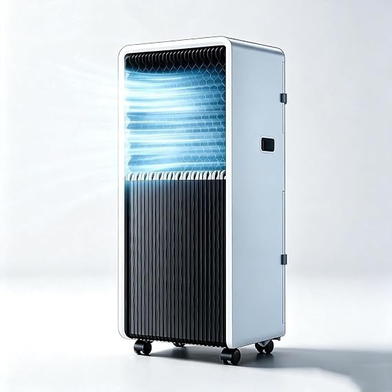14000 BTU Portable Air Conditioner Cooling Only, 220-240V 50Hz Mobile AC with Smart Compressor, Exhaust Hose and Window Kit, Castor Wheels, Compact Floor Stand, A+12000 Btu, A+12000 BTU