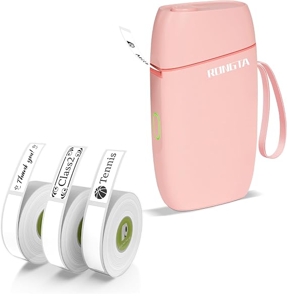 Rongta 0.5 inch Mini Label Maker+White Labels 3 Rolls