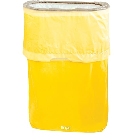 Amscan Sunshine Yellow Flings Plastic Bin - 22 x 15 (Pack of 1) - Stylish & Convenient Portable Waste Solution for Events & Parties