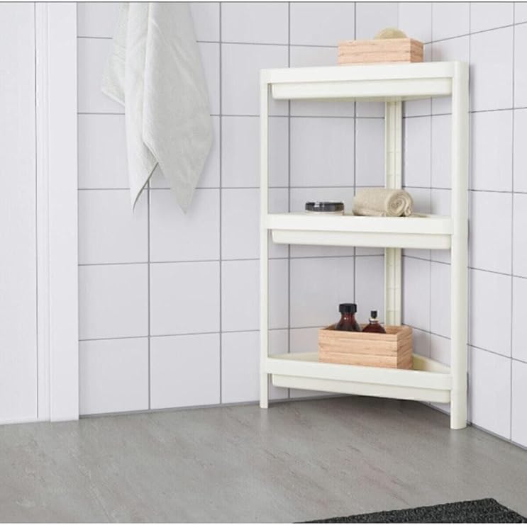 Ikea Vesken Üçgen Raf Ünitesi 3 Katlı Köşe Banyo Rafı Düzenleyici Beyaz