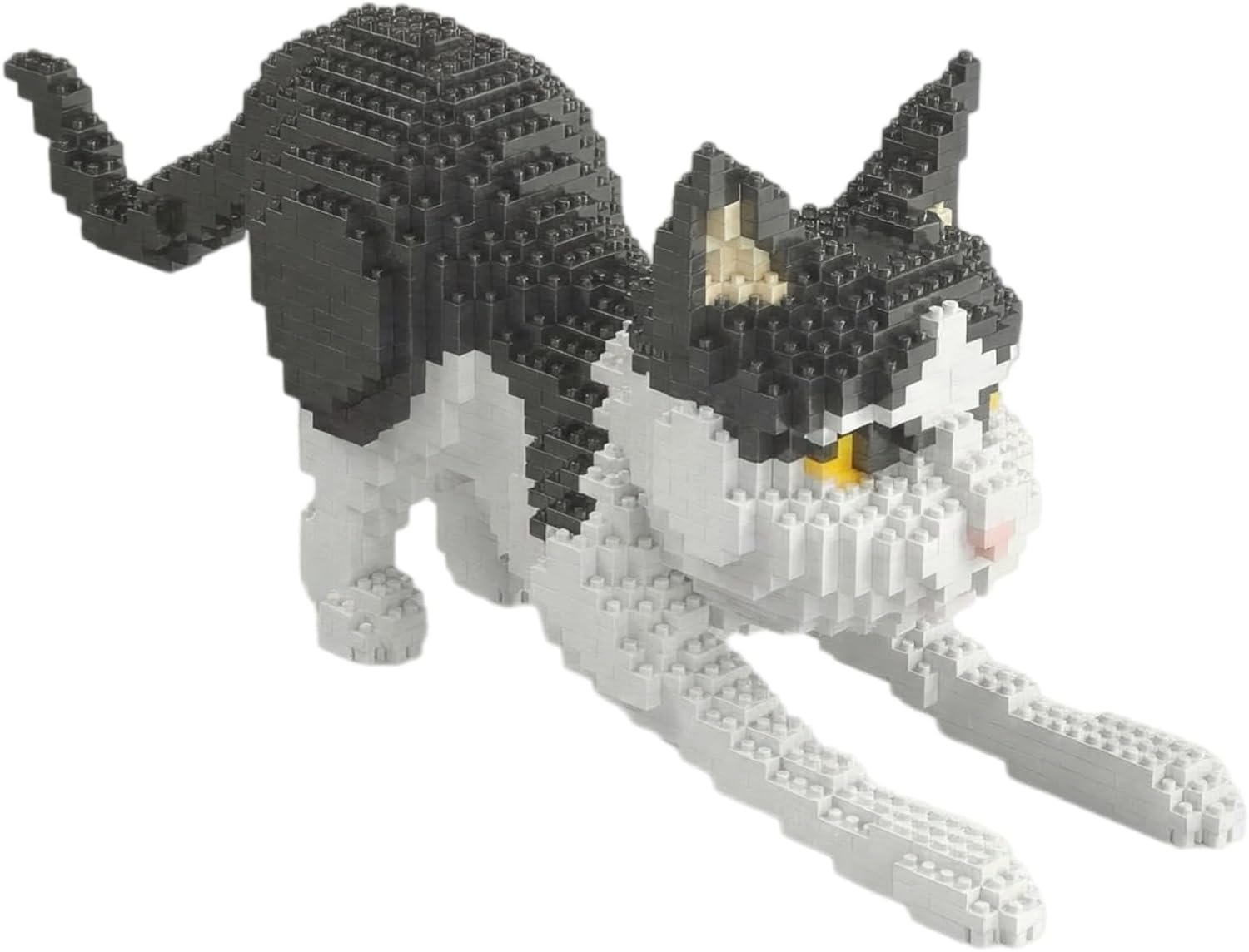 1250PCS Micro Building Blocks Set 3D Printed Animals Black White Cat Creative DIY Bricks for Teens Adults Educational Toy for Family Time (7.5x27.5x13cm)