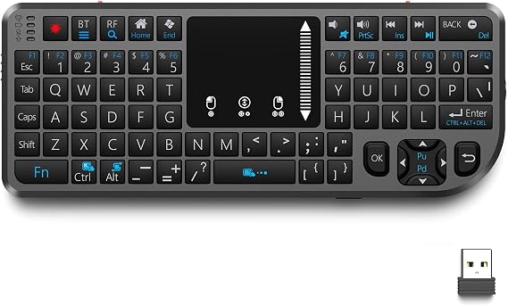T808 Mini Keyboard with Touchpad, 2.4G + BT, Upgraded MultiTouch Touchpad